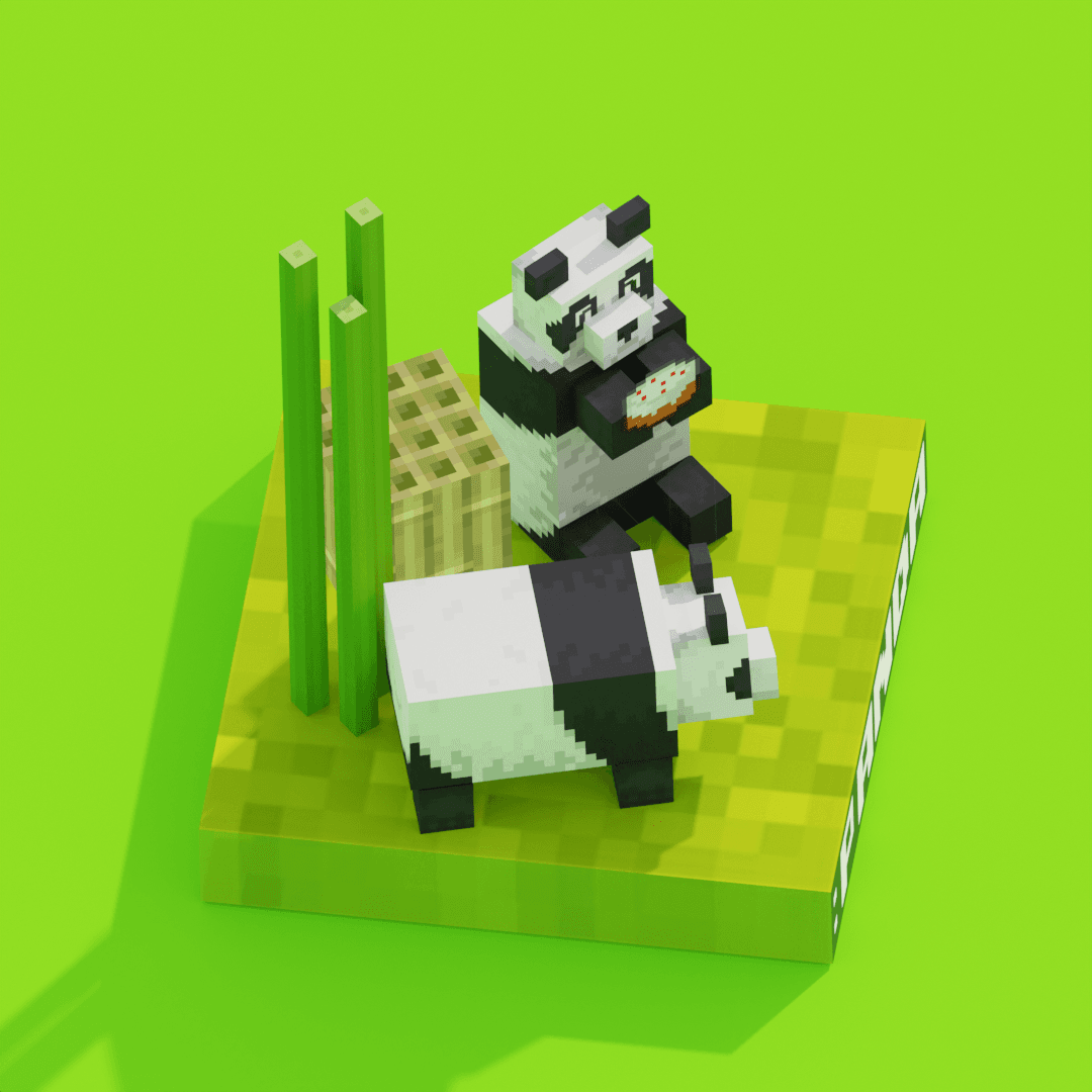 Minecraft Panda Family-Papermodel